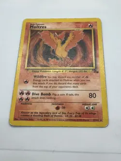 Pokemon Moltres 12/62 Fossil Holo Rare Unlimited 70 HP English 1999 TCG Card - Image 3
