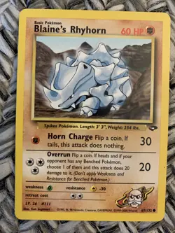 BLAINE’S RHYHORN - Gym Challenge - 65/132 - Common - Pokemon Card - NM/VLP - Image 1