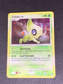 Celebi 7/123 Holo Partial Swirl - Mysterious Treasures Pokemon Card - LP - Image 1