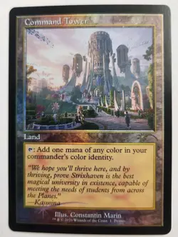 Shipping MTG Strixhaven Omens of Chaos Book Promo Retro Frame Foil Command Tower - Image 1