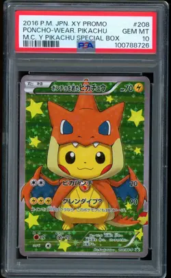 2016 Pokemon Pikachu Charizard Y Poncho Japanese XY Promo #208 PSA 10 GEM MINT - Image 1