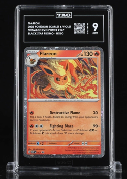 Flareon #167 Cosmos Holo 2025 Pokemon Promo Prismatic Evolutions Exclusive TAG 9 - Image 1