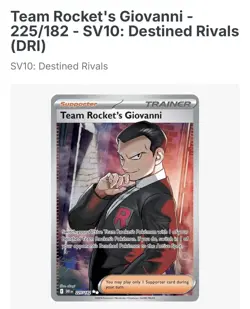 Pokemon Team Rocket's Giovanni 225/182 SV10 Destined Rivals Ultra Rare Holo - Image 1