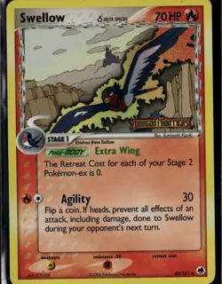 Swellow Delta Species Uncommon Dragon Frontiers 40/101 Fire Reverse Holo Pokemon - Image 1