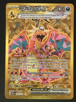Charizard EX Obsidian Flames Gold Full Art Holo Pokemon 228/197 - Image 2