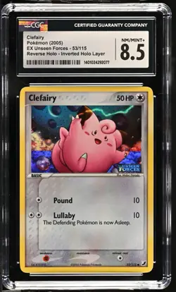 Clefairy 53/115 - Pokemon 2005 EX Unseen Forces Rev. Holo CGC8.5 - Image 1
