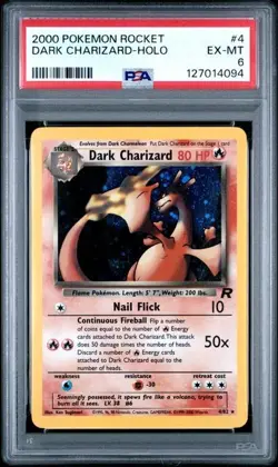 2000 Pokemon Team Rocket Unlimited Dark Charizard Holo Rare 4/82 PSA 6 - Image 1
