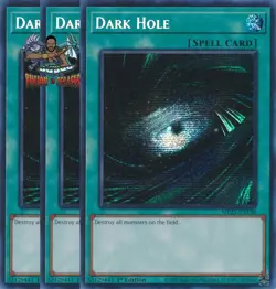 Yugioh! 3x Dark Hole MP25-EN130 Prismatic Secret Rare 1st Ed NM - Image 1