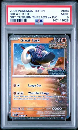 2025 POKEMON TEF EN-TEMPORAL FORCES #096 GREAT TUSK PSA 9 - Image 1