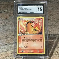 Pokemon Quilava 2005 EX Unseen Forces 45/115 CGC 10 - Image 1