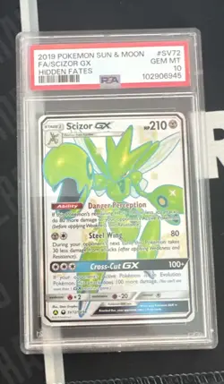 2019 Pokemon Sun & Moon Hidden Fates Scizor GX Full Art #SV72/SV94 PSA 10 - Image 1