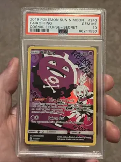 2019 Pokemon Sun & Moon Cosmic Eclipse Koffing FA Secret Rare 243/236 PSA 10 - Image 1