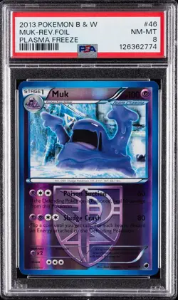 2013 POKEMON B&W PLASMA FREEZE #46 MUK-REVERSE FOIL PSA 8 - Image 1