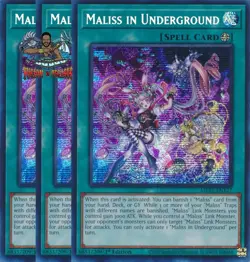 Yugioh! 3x Maliss in Underground MP25-EN127 Prismatic Secret Rare 1st Ed NM - Image 1