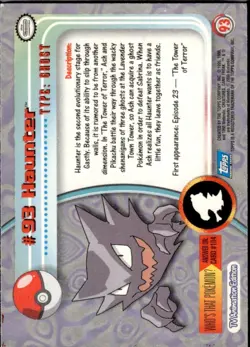Haunter #93 2000 Topps Pokemon Series 2 Blue Logo - Image 2