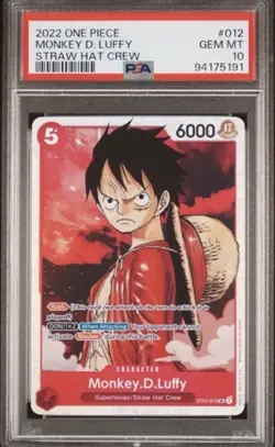 2022 ONE PIECE STARTER DECK ST01-STRAW HAT CREW #012 MONKEY D. LUFFY PSA 10 - Image 1