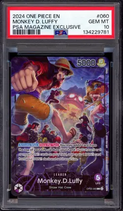2022 One Piece PSA-Magazine Exclusive Monkey D Luffy #060 PSA 10 GEM MINT - Image 1