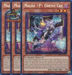 Yugioh! 3x Maliss P Chessy Cat MP25-EN123 Prismatic Secret Rare 1st Ed NM - Image 1