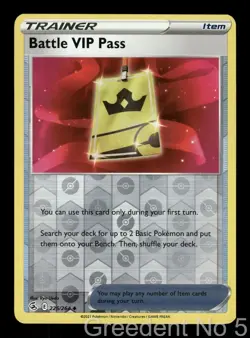 Battle VIP Pass 225/264 Uncommon Fusion Strike Pokemon Reverse Holo Near Mint - Image 1