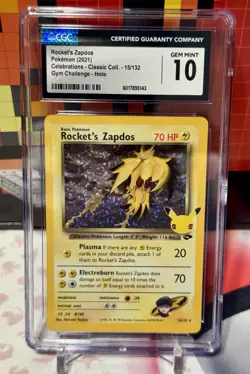 CGC 10 Rocket's Zapdos 2021 Celebrations 15/132 Holo Pokemon Card - Image 1