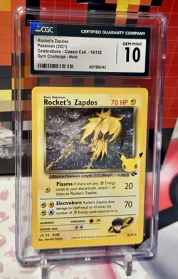 CGC 10 Rocket's Zapdos 2021 Celebrations 15/132 Holo Pokemon Card - Image 2