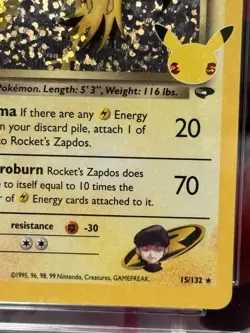 CGC 10 Rocket's Zapdos 2021 Celebrations 15/132 Holo Pokemon Card - Image 4