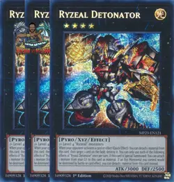 Yugioh! 3x Ryzeal Detonator MP25-EN121 Prismatic Secret Rare 1st Ed NM - Image 1