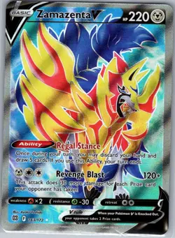Zamazenta V (Full Art) 163/172 SWSH09: Brilliant Stars - Pokemon Card - NM - Image 1