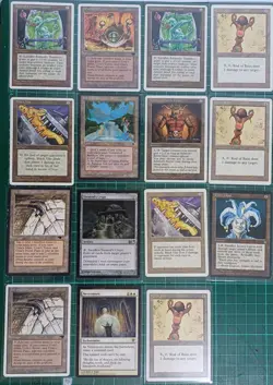 Vintage Magic The Gathering Artifact Card Lot Black Vise Jester's Cap Urza's Min - Image 1