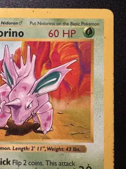 1st Edition Shadowless Nidorino 37/102 Base Set Pokemon Card Rare HP - Image 4
