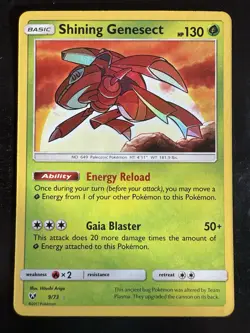 Pokemon Shining Genesect Holo Shiny Holo Rare Shining Legends 9/73 (MP) - Image 1
