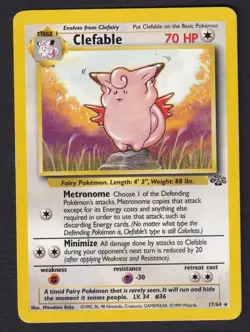 Clefable 17/64 Rare Jungle Pokemon Unlimited MP/LP - Image 1