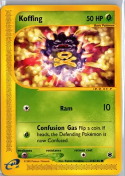 Koffing 114/165 Expedition Base Set Pokemon Card Common 2002 LP - Image 1