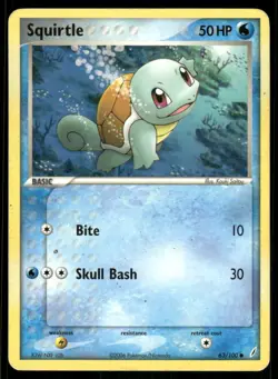 Pokemon Cards Squirtle 63/100 Crystal Guardians Common LP - Image 1