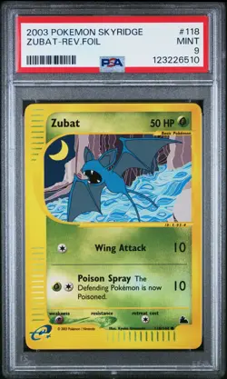 Pokemon Zubat Skyridge Reverse Holo #118 PSA 9 Mint New Cert Low Pop - Image 1