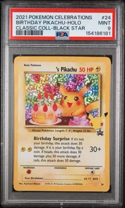 2021 POKEMON CELEBRATIONS BIRTHDAY PIKACHU HOLO PROMO #24 PSA 9 MINT - Image 1