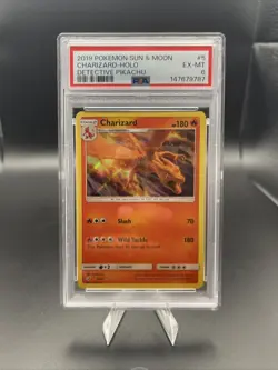 2019 POKEMON SUN & MOON DETECTIVE PIKACHU #5 CHARIZARD-HOLO PSA 6 - Image 1