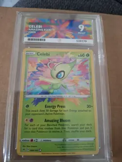 POKEMON TCG CELEBI AMAZING RARE 009/185 2020 VIVID VOLTAGE ACE 9 GRADED CARD - Image 1