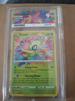 POKEMON TCG CELEBI AMAZING RARE 009/185 2020 VIVID VOLTAGE ACE 9 GRADED CARD - Image 2
