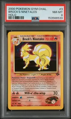2000 Pokemon Gym Challenge Brock's Ninetales Holo PSA 8 NM-MT #3/132 - Image 1