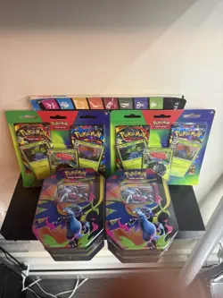Pokemon Mega Charizard ex Tins SET OF 2+ blisters pack lot of 4(READ) - Image 1