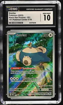 Snorlax 051 151 Pokemon Center Etb Pokemon CGC 10 Gem Mint *018 - Image 1