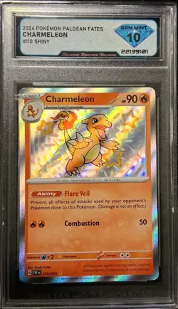 Pokemon TCG Charmeleon 110/091 SV: Paldean Fates Shiny Rare Holo DSG Graded 10 - Image 1