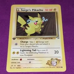 Pokemon Lt. Surge's Pikachu 81/132 Gym Heroes Common 1st Edition 2000 TCG Card - Image 1