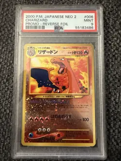 2000 Japanese Neo 2 Promo Charizard Holo Pokemon Card 006 PSA 9 MINT - Image 1
