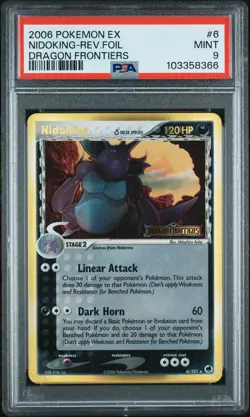 2006 POKEMON EX DRAGON FRONTIERS #6 NIDOKING-REVERSE FOIL PSA 9 - Image 1