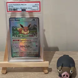 PSA 10 Eevee 074/131 Master Ball Reverse Holo | Pokemon Prismatic Evolutions - Image 1