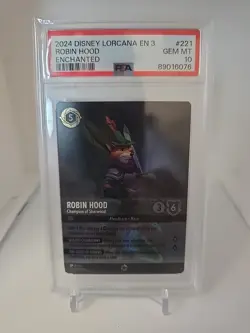 Disney Lorcana ENCHANTED Robin Hood Champion of Sherwood #221 PSA 10 Gem Mint - Image 1