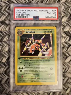 2000 Pokemon Neo Genesis Ariados 1st edition #27 PSA 8 NM-MT - Image 1