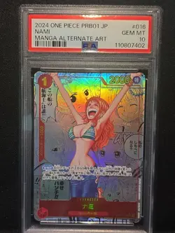 2024 One Piece Nami PRB01 The Best OP01-016 MANGA Alternate Art PSA-10 GEM JPN. - Image 1